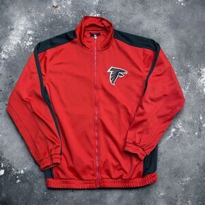 NFL Atlanta Falcons Full Zip Red Black Track Jacket Athletic Men's Size Large